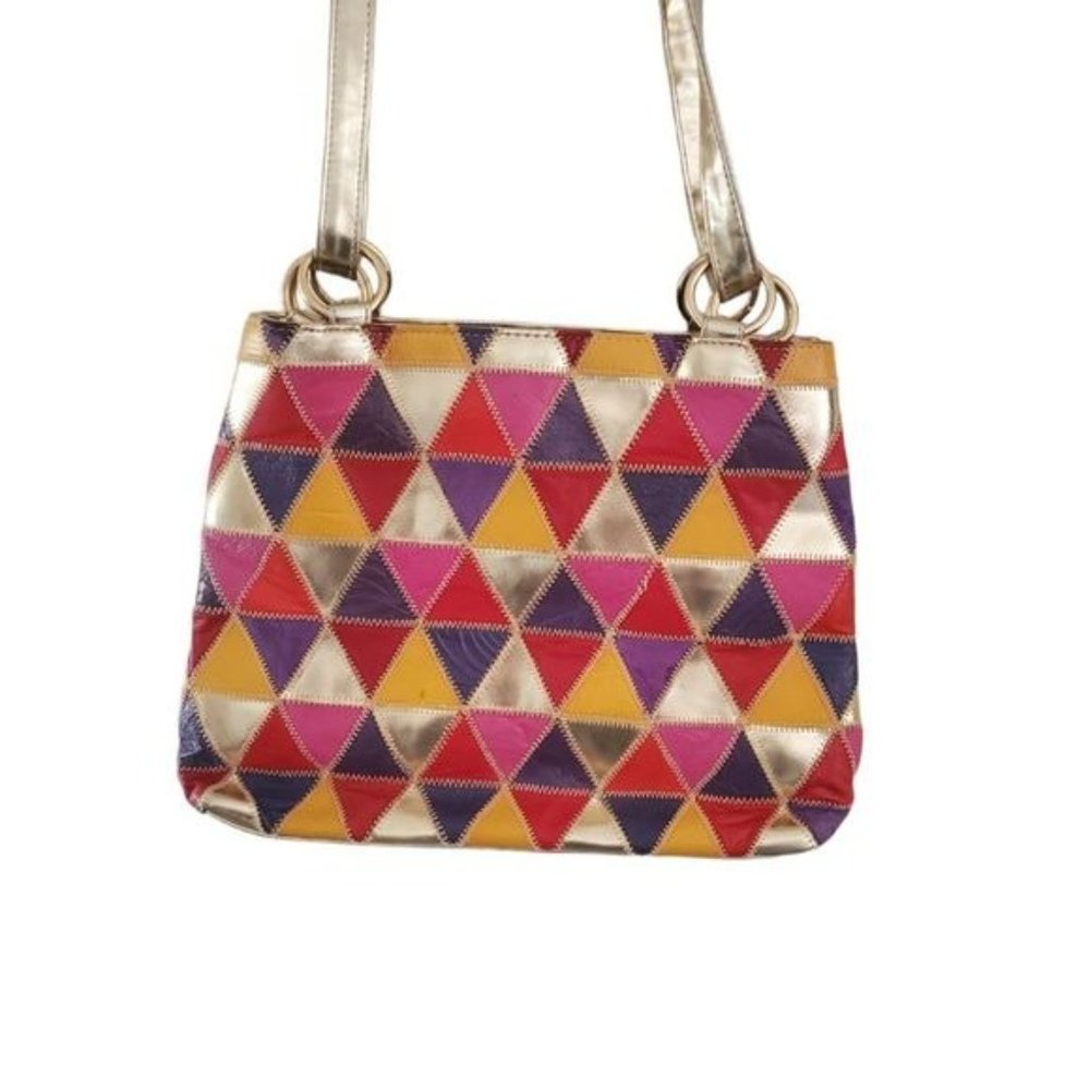 La Covina Patchwork Multicolored Leather Should B… - image 4